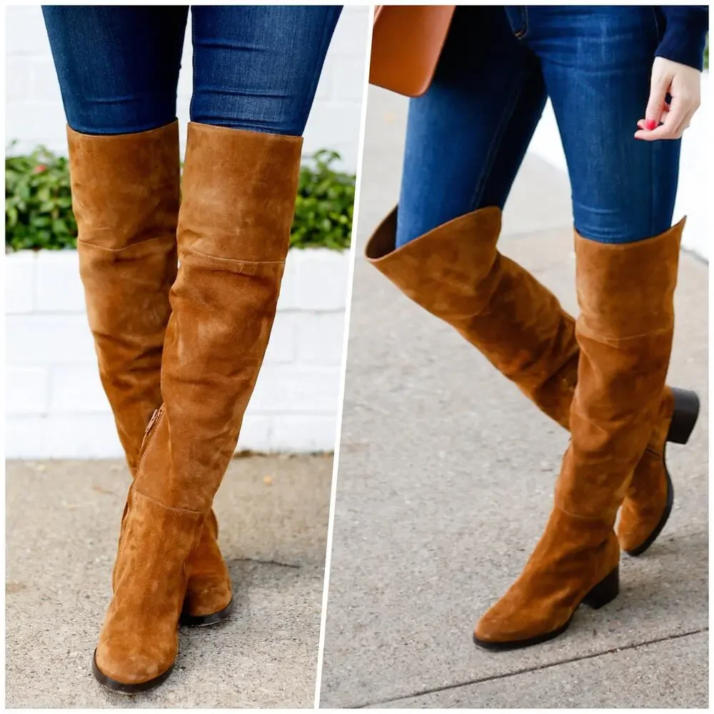J. Crew | Women | Rich Walnut Over The Knee Suede Leather Riding Boots | Size 5